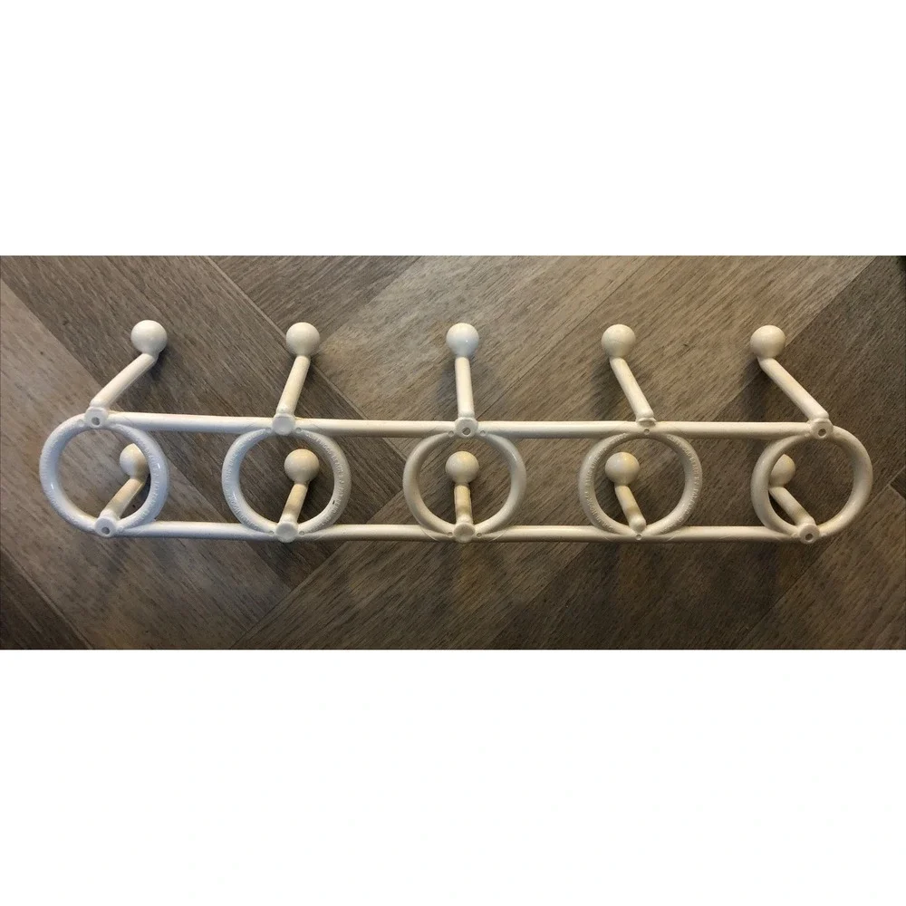 Vintage MCM YAFFA Wall Hooks Towel Hat Coat Rack Do Re Mi White